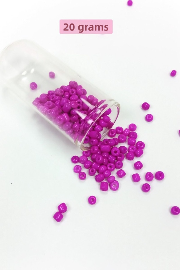 Large size cast glass sand beads (6/0) 4 mm - 20 grams - fuchsia - bnc099