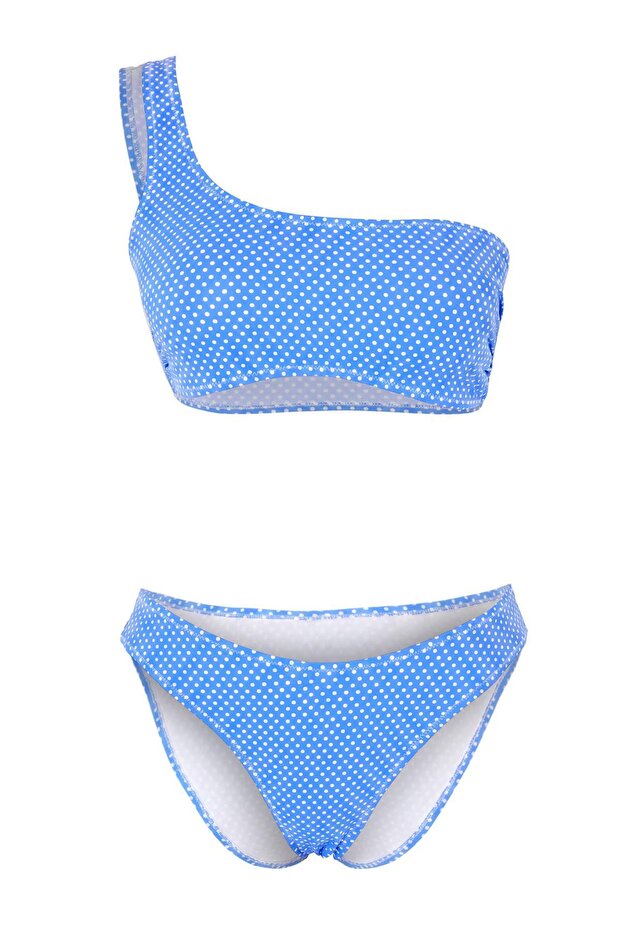Puantiye Desenli Tek Omuz Kaplı Normal Bel Regular Bikini TakımıTBESS26BT00205 - 4