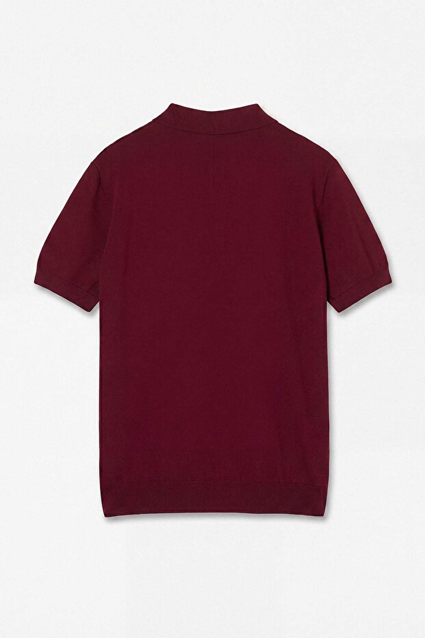 Bordo Regular/Normal Kesim Özel İplik Premium Basic Triko Polo Yaka T-shirt TMNSS26PO00044 - 6