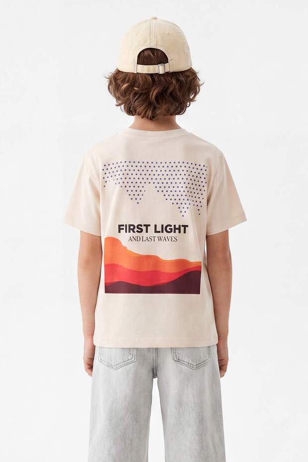 Taş-Ekru Çizgili Örme T-Shirt TKDSS26TS00025 - 6
