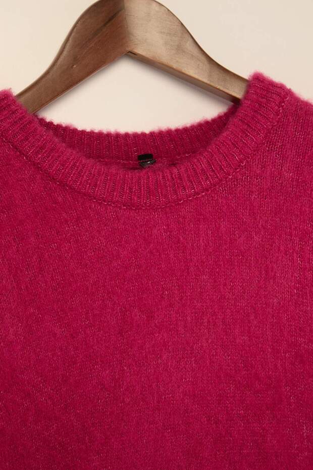 Wardrope Essenstials Fuşya Yumuşak Dokulu Geniş Kalıp Basic Triko Kazak TWOAW26KZ00088 - 7