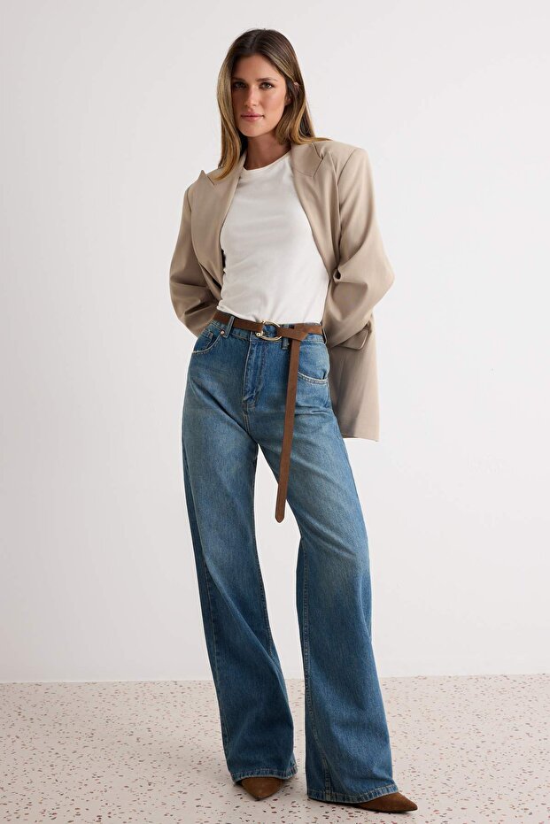 Mavi More Sustainable Yüksek Bel Wide Leg Geniş Paça %100 Pamuk Non-Stretch Jeans TWOSS24JE00020 - 1