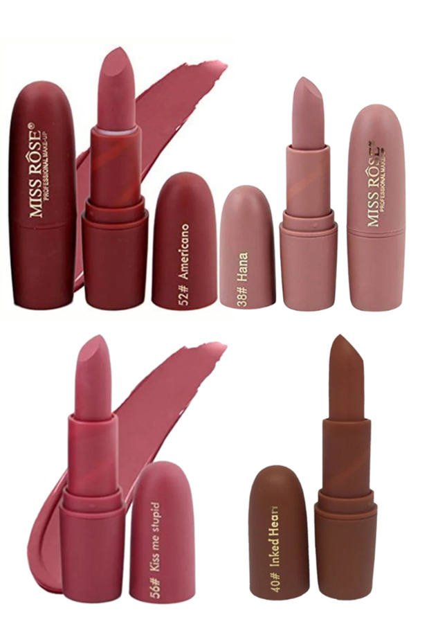 Professional Pack of 4 Matte Lipsticks