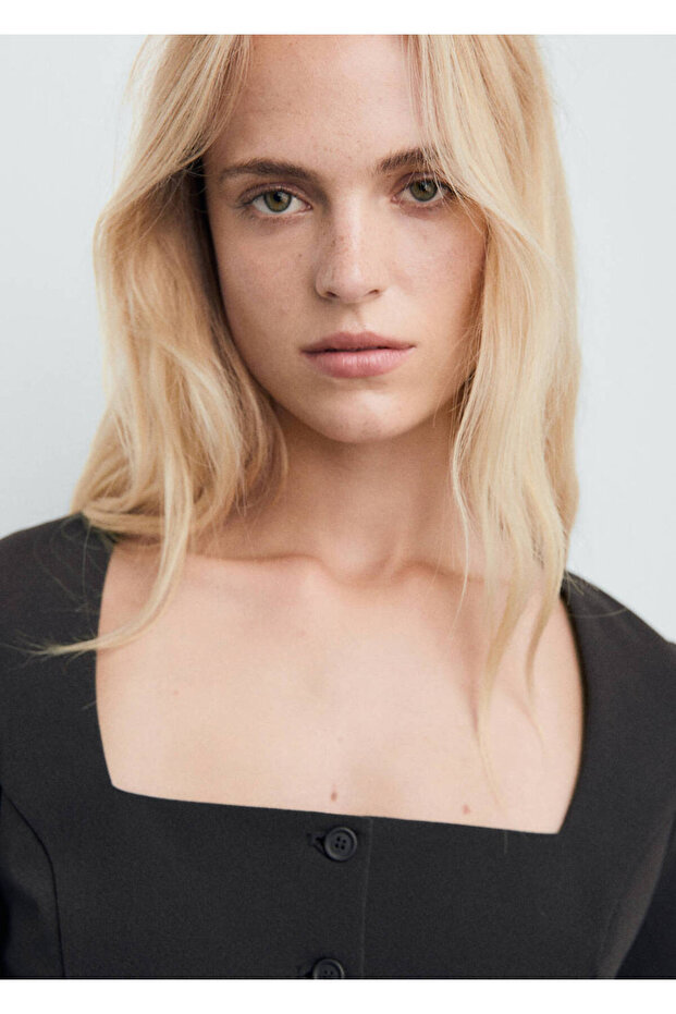 Jachetă tip blazer din țesătură crop - 6