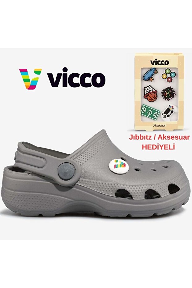 Didim Jıbbıtz Orthopedic Unisex Children's Slippers with Accessory Gift Smoked