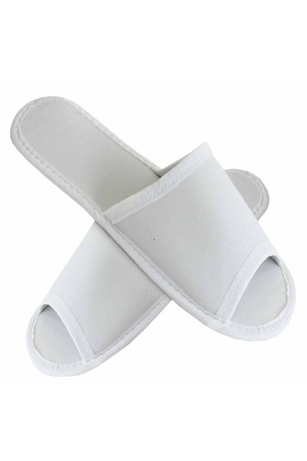 50 Pairs of Spa Slippers Open Front Non-Slip Sole White Hotel Slippers Disposable