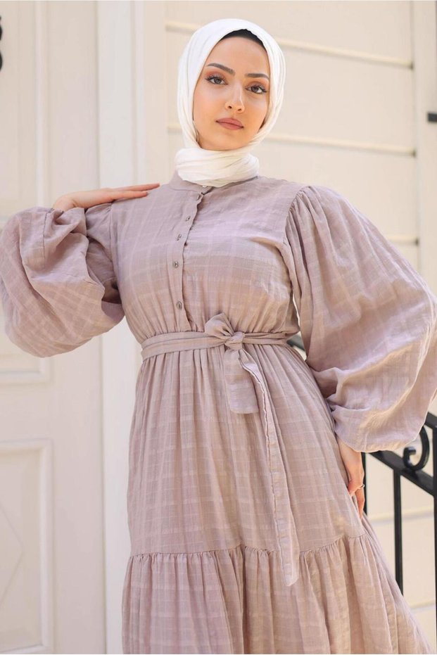 Women's Puder Balloon Sleeve Belted Casual Dress t 08002