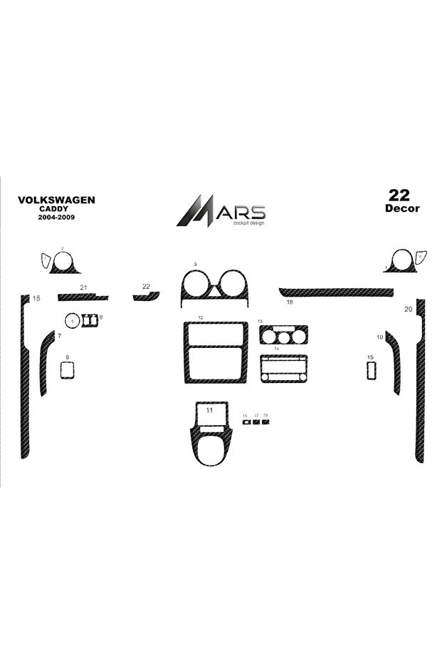 Volkswagen Caddy Console-Torpedo Covering 2010-2015 24 Pieces