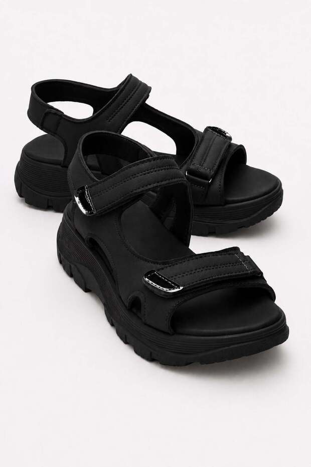 Women's Double Velcro Sandals Black