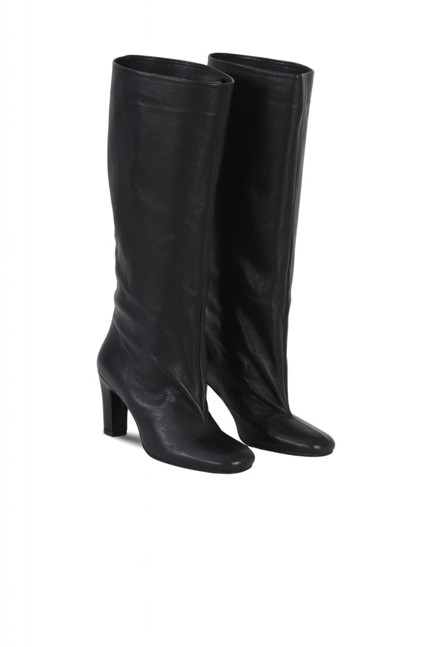 Black Leather Women's Heeled Boots 39Wc2958