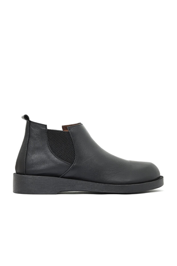 Black Leather Women's Flat Boots 01Wd2201