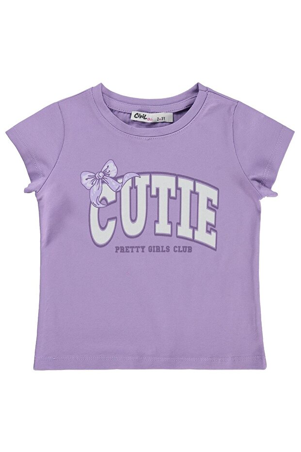 Cutie Printed T-Shirt for 2-5 Years Old - Lilac