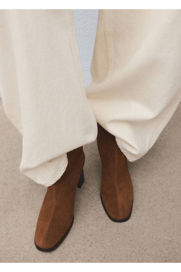 Block Heel Suede Ankle Boots - 4