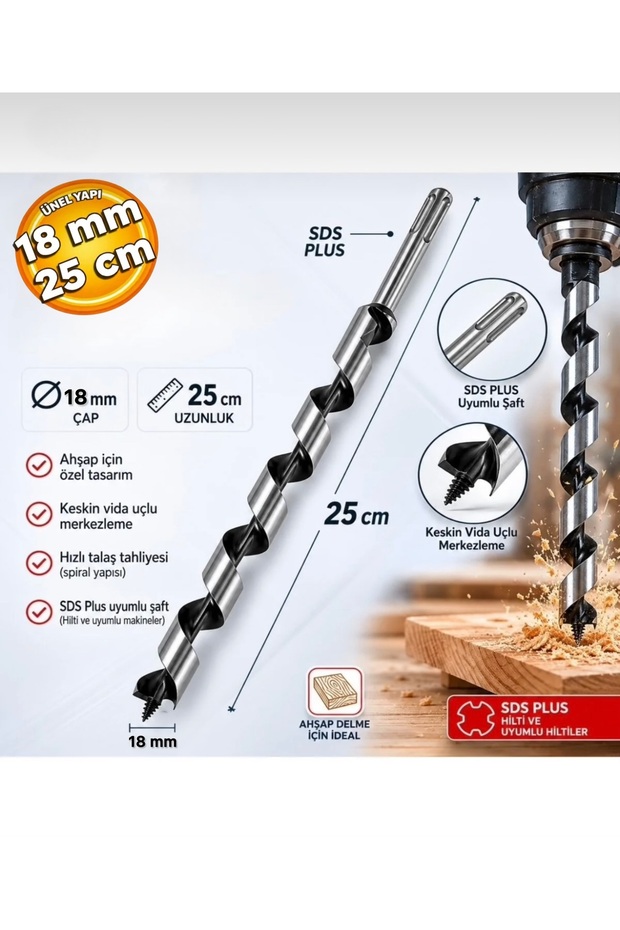 Sds Plus Ahşap Ucu 18x250 mm