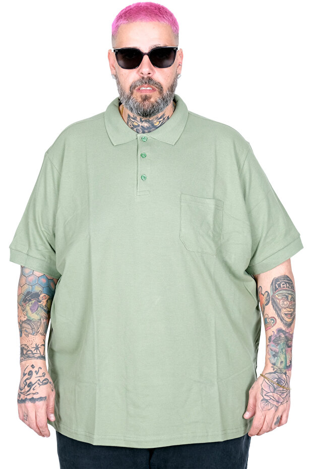 Men's Polo Neck Large Size T-Shirt - Pocket Classic Cagla 20550