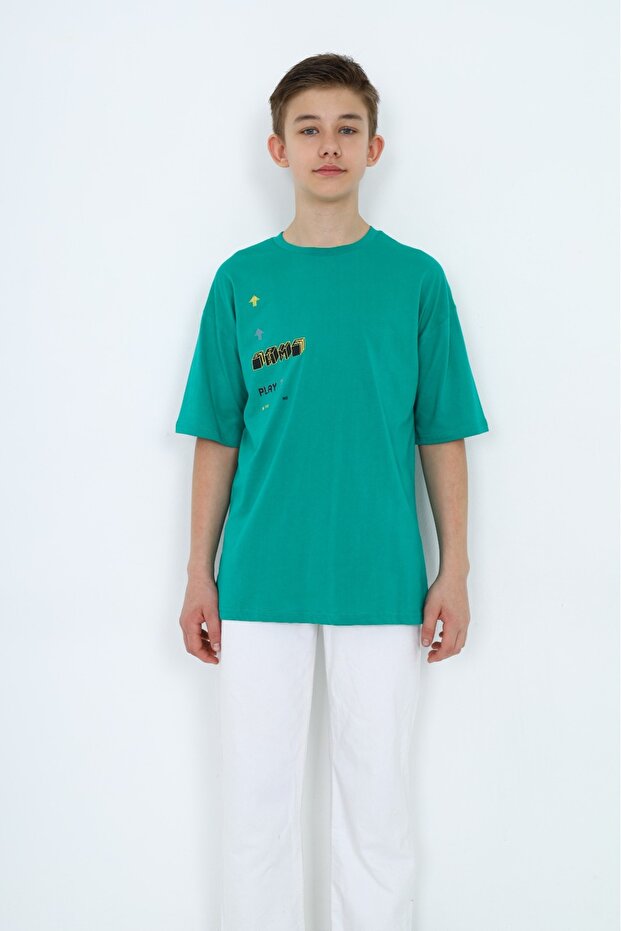 Boy's Printed Crew Neck Short Sleeve T-Shirt