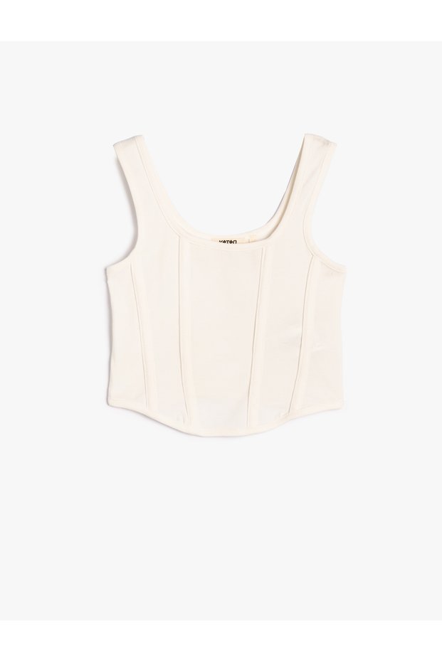 Crop Undershirt Thick Strap Ribbed Cotton