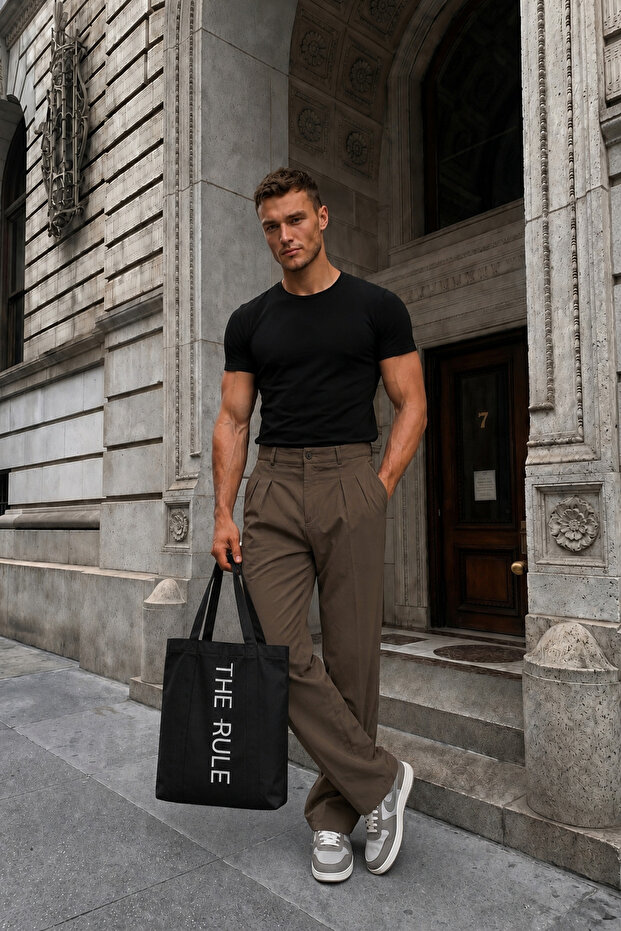 Men's Pleated Baggy Fabric Trousers + Gift Bag