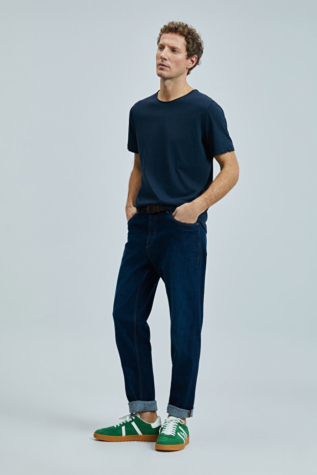 Мъжка тениска Junya Basic, тъмносиня - 4