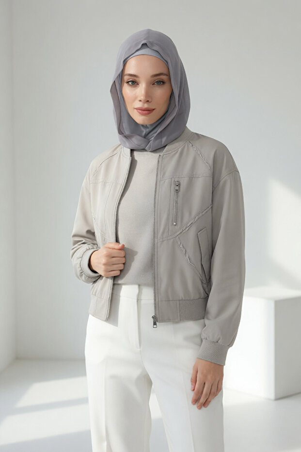 Chiffon Hooded Combed Cotton Bonnet with Neck Covering Feature, B-95, Gray 2 - Gray
