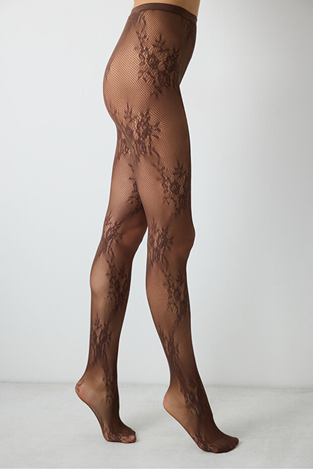 Κάλτσες Roses Mesh Brown Socket - 1