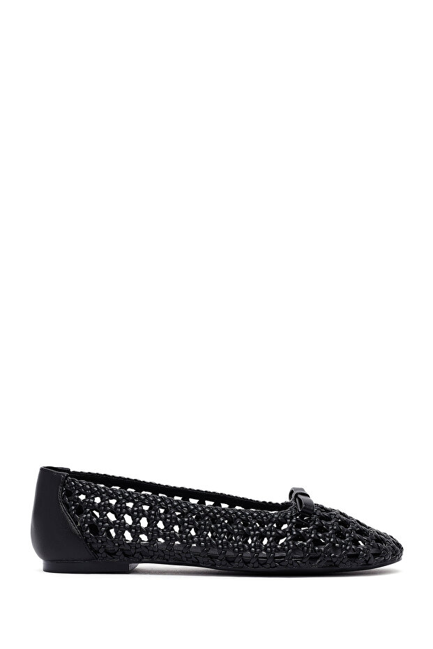 Women's Black Braided Ballerinas 25Sfd443729