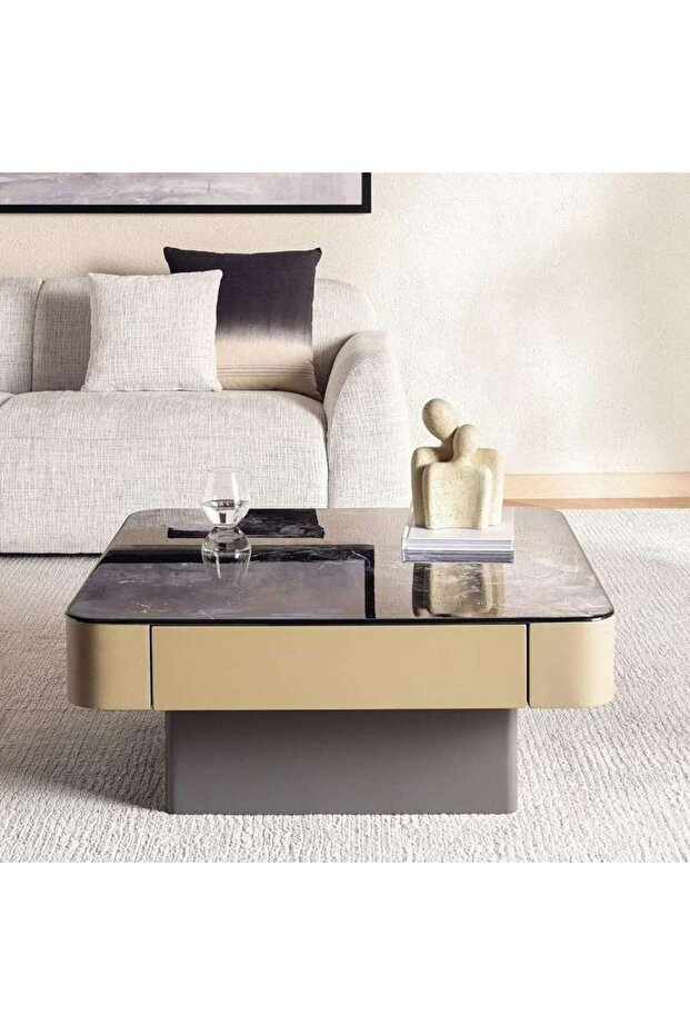 Lugo Coffee Table Large Marble - Gold Black