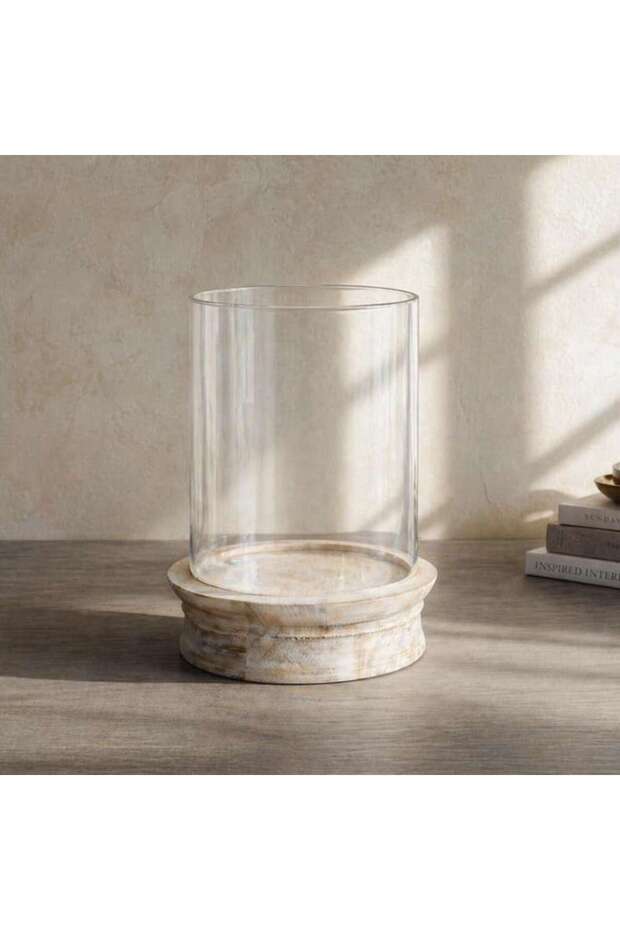 Aeon Mango Wood Pillar Candle Holder 25x25x38cm -white