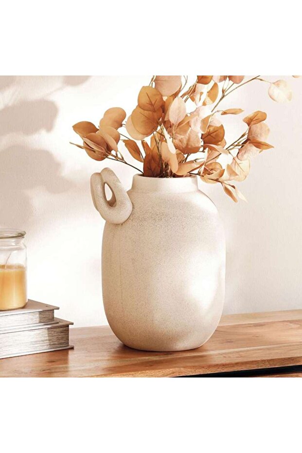 Odin Ceramic Vase With Handle 26.7x23.3x33cm - Light Grey