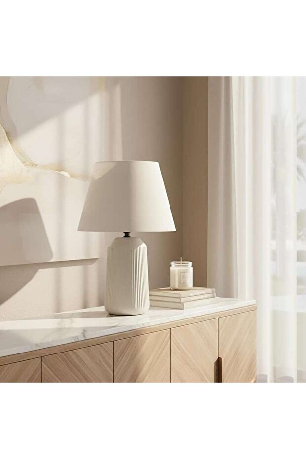 Sanada E27 Ceramic Table Lamp 25x39cm - Beige