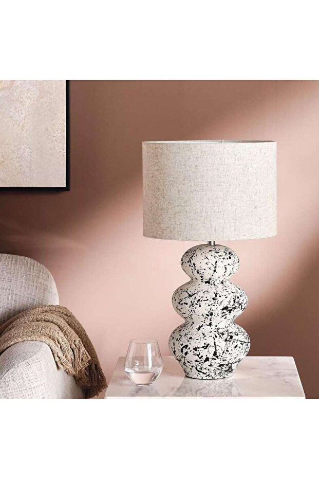 Denver E27 Ceramic Table Lamp 36x61cm - White/black