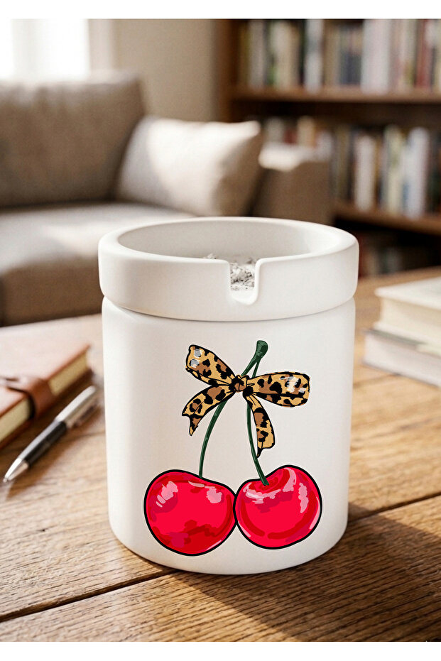 Leopard Cherry Design Printed Ceramic Ashtray Odorless Ash Tray