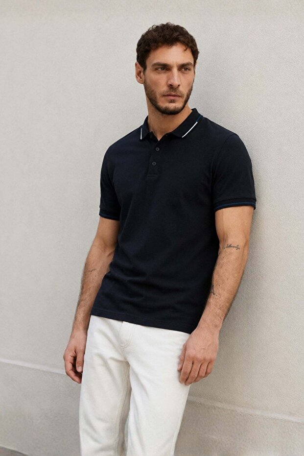 Black Polo Neck Men's T-Shirt 6113