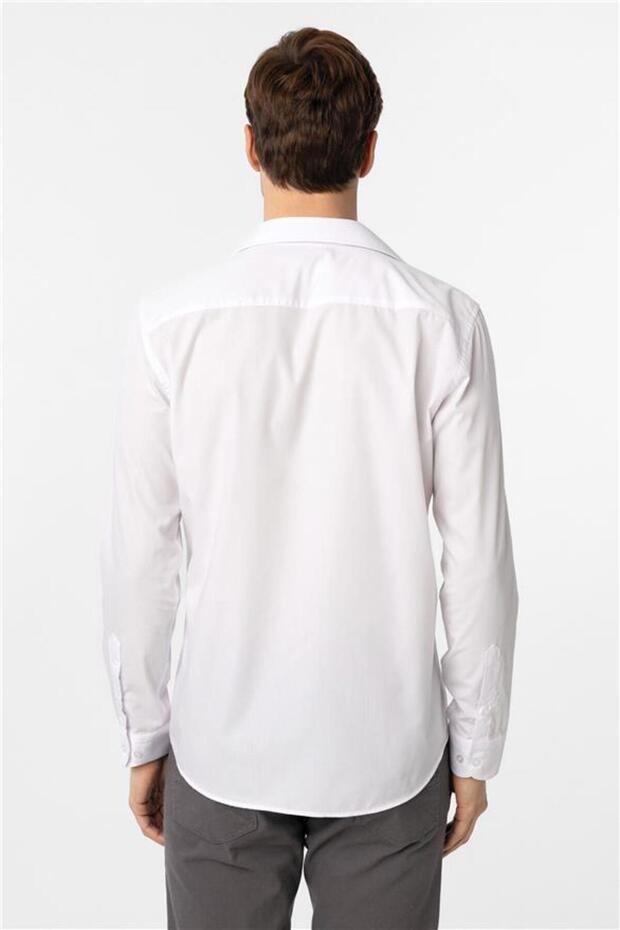 Square Cuff Slimfit Plain Shirt - 6