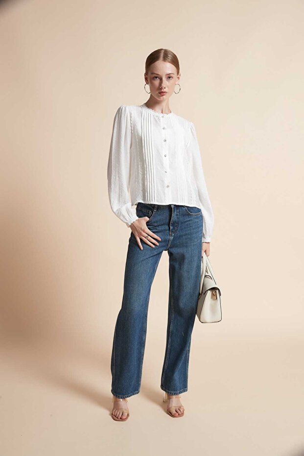 Button-Front Long-Sleeve Top - 3