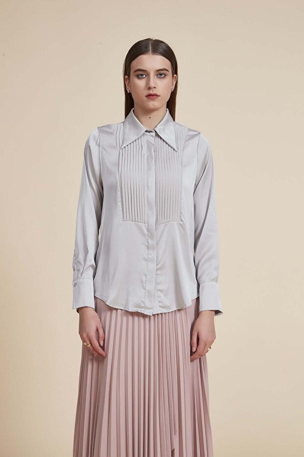 Solid Ruffled Long-Sleeve Shirt - 2
