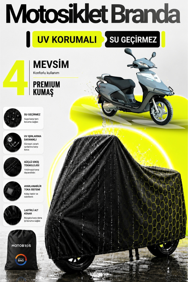 Motorcycle Tarpaulin Arora Special Black Waterproof and Durable (Thickest) Fabric Life Use