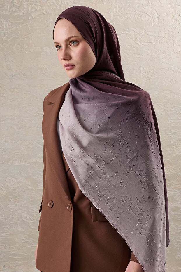 Plum Gradient Pattern Kraş Shawl - 3