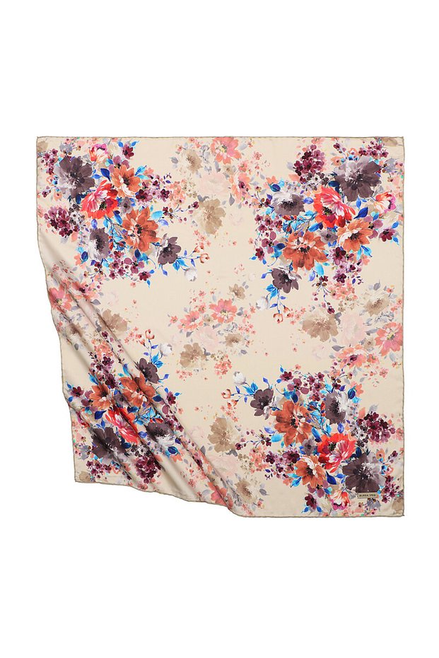 Mink Geranium Pattern Silky Scarf