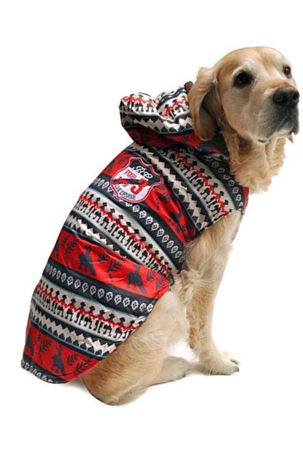 Dog Large Breed Coat Reindeer Outside Raincoat Fabric Fleece Inside