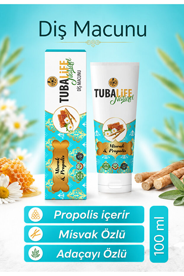 Tubalife Natural Toothpaste - With Sage Extract, Miswak, and Propolis 100 ml / 140 gr