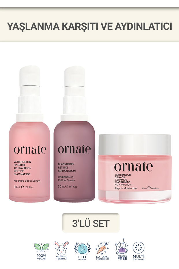 Anti-Aging, Brightening, Moisturizing Care Set Containing Retinol and Peptide