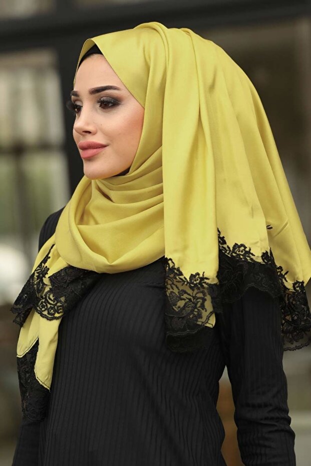 Lace Silk Look Shawl Product Code 1529