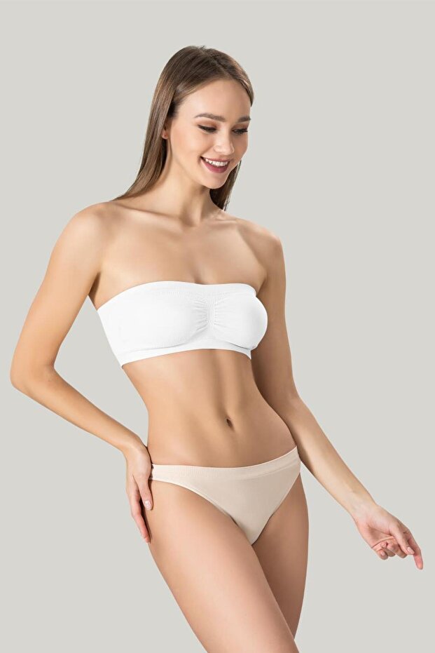 Women's Strapless Padded Knitted Seamless Basic Women's Bandeo Bustier 11072