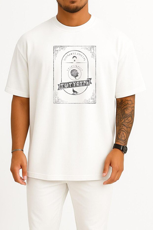 Oversized Göktürk Atatürk Chest Print Unisex T-Shirt