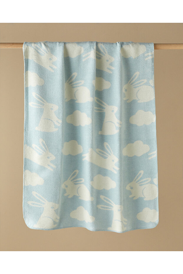 Poffy Bunny Cotton Baby Blanket 100X120 cm Blue