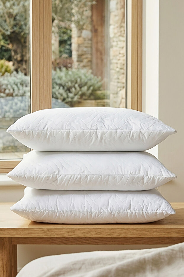 3 Pieces 900 Gr Quilted Silicone Pillow Set 50X70