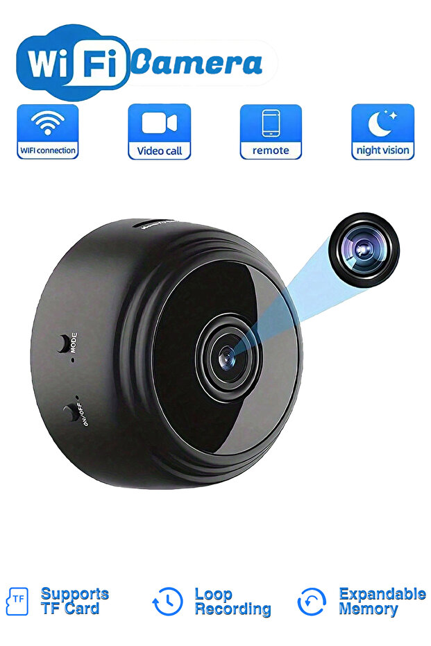 Smart Camera, Security Camera, Mini Nanny Cam for Smart Homes, Small Indoor/Outdoor Camera with Remote Viewing, Compatible with Android and iOS, Baby and Pet Monitor, Car Security Camera