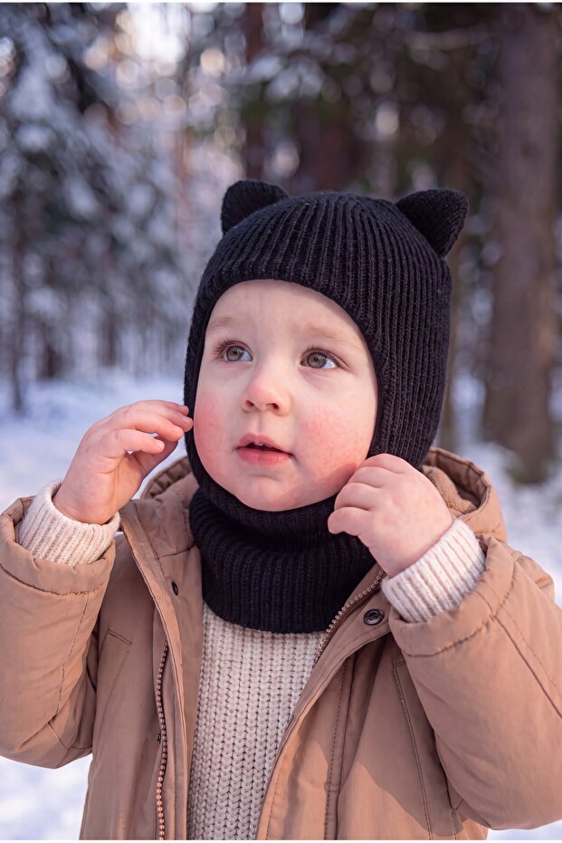 Baby Kids Ear Knitwear Balaklava Soft Winter Beanie Balaclava Mask