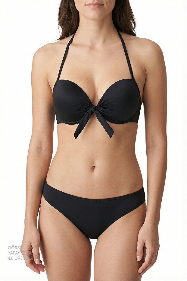 Top de bikini negru tip cupă - 4